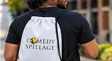 Comedy Spillage Official Signature Drawstring Backpack
