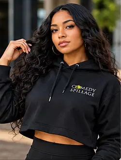Comedy Spillage Official Women's Embroidered Cropped Hoodie